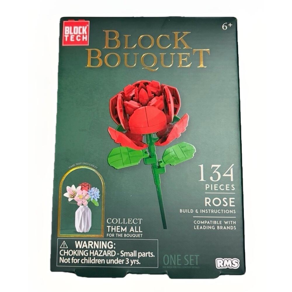Block Tech Block Bouquet Rose 134 Pieces Building Kit Compatible Toy Set NEW